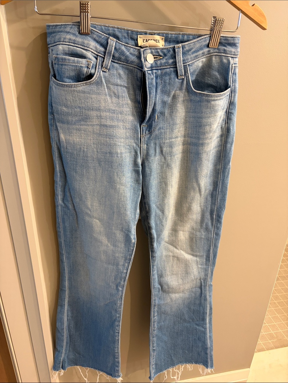 L'AGENCE Light Blue cropped Flare Leg Jeans